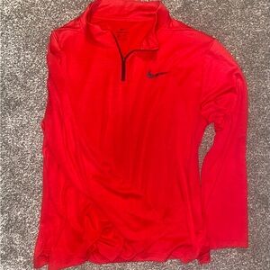 Nike Red Quarter-Zip Long Sleeve Shirt Drifit